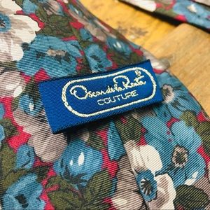 Oscar de LA Renta Couture Blue Multicolor Mens Tie